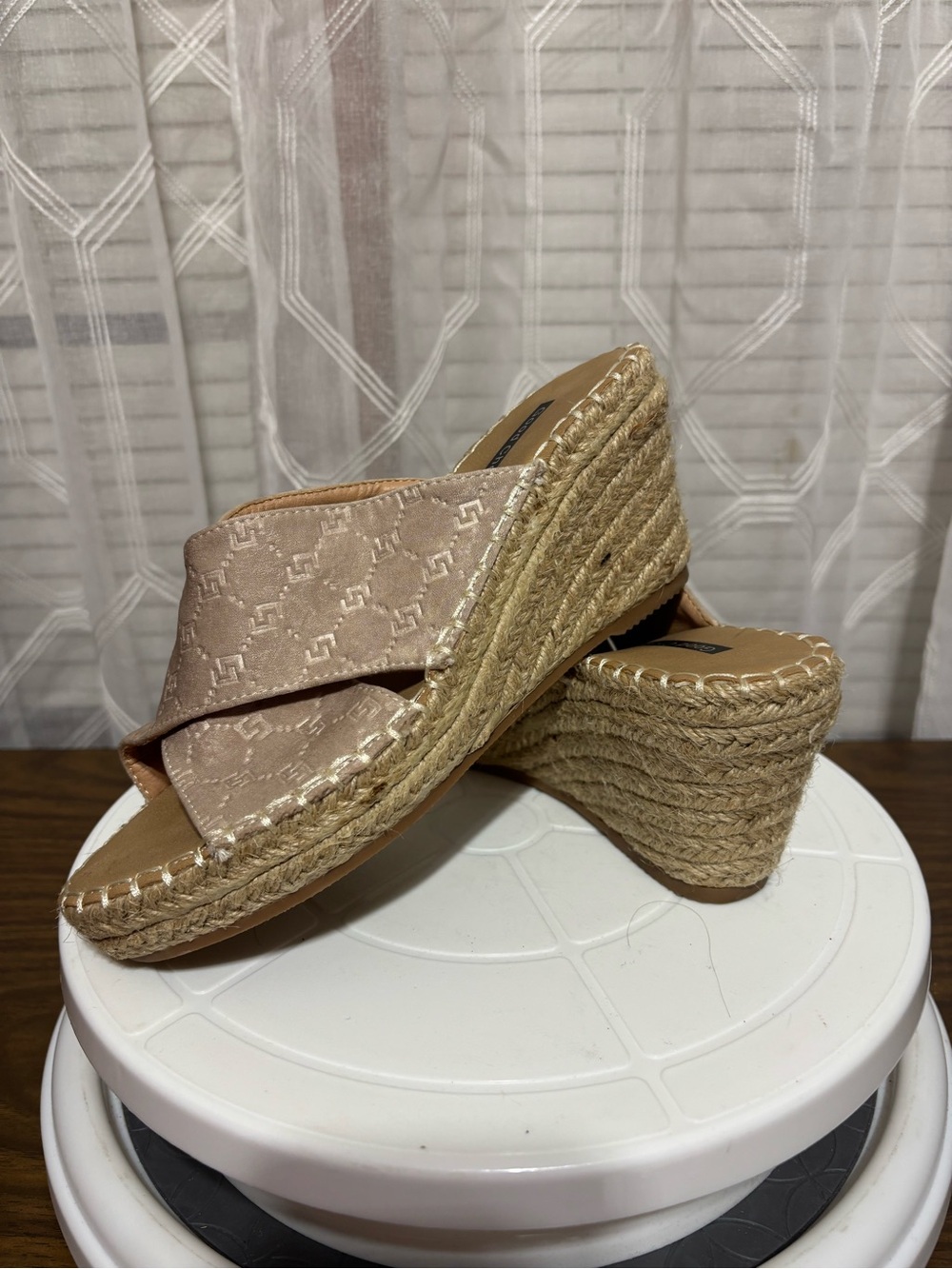 Good Choice Women’s Espadrille Wedge Slide Sandals in Blush Size 6 Wedge 3”